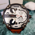  Shop Authentic Diesel Mr. Daddy 2.0 Chronograph Silver Dial Brown Leather Strap Watch For Men - DZ7394 - Luxxuri