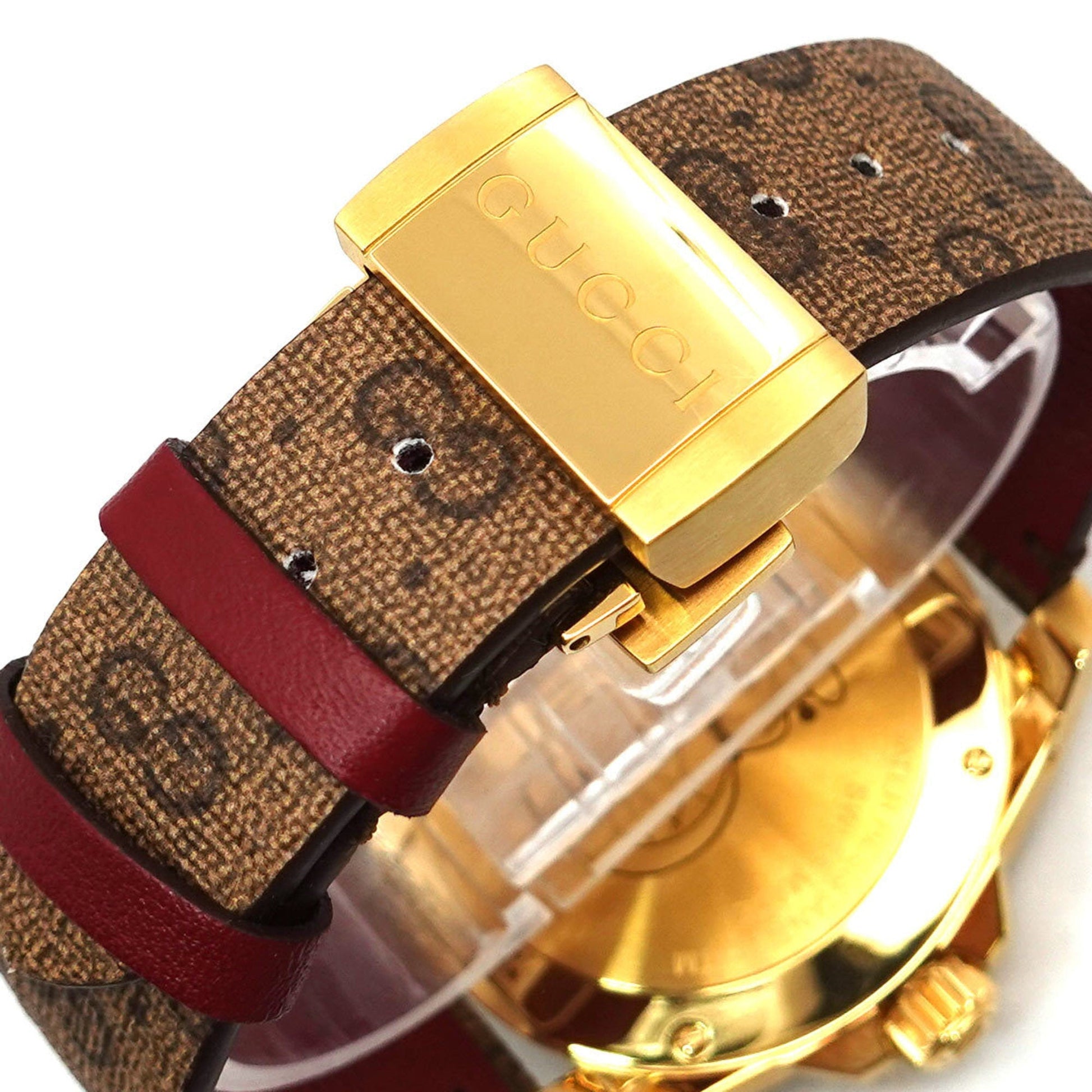  Shop Authentic Gucci Dive Doraemon Quartz Brown Dial Brown Leather Strap Watch For Men - YA136335 - Luxxuri