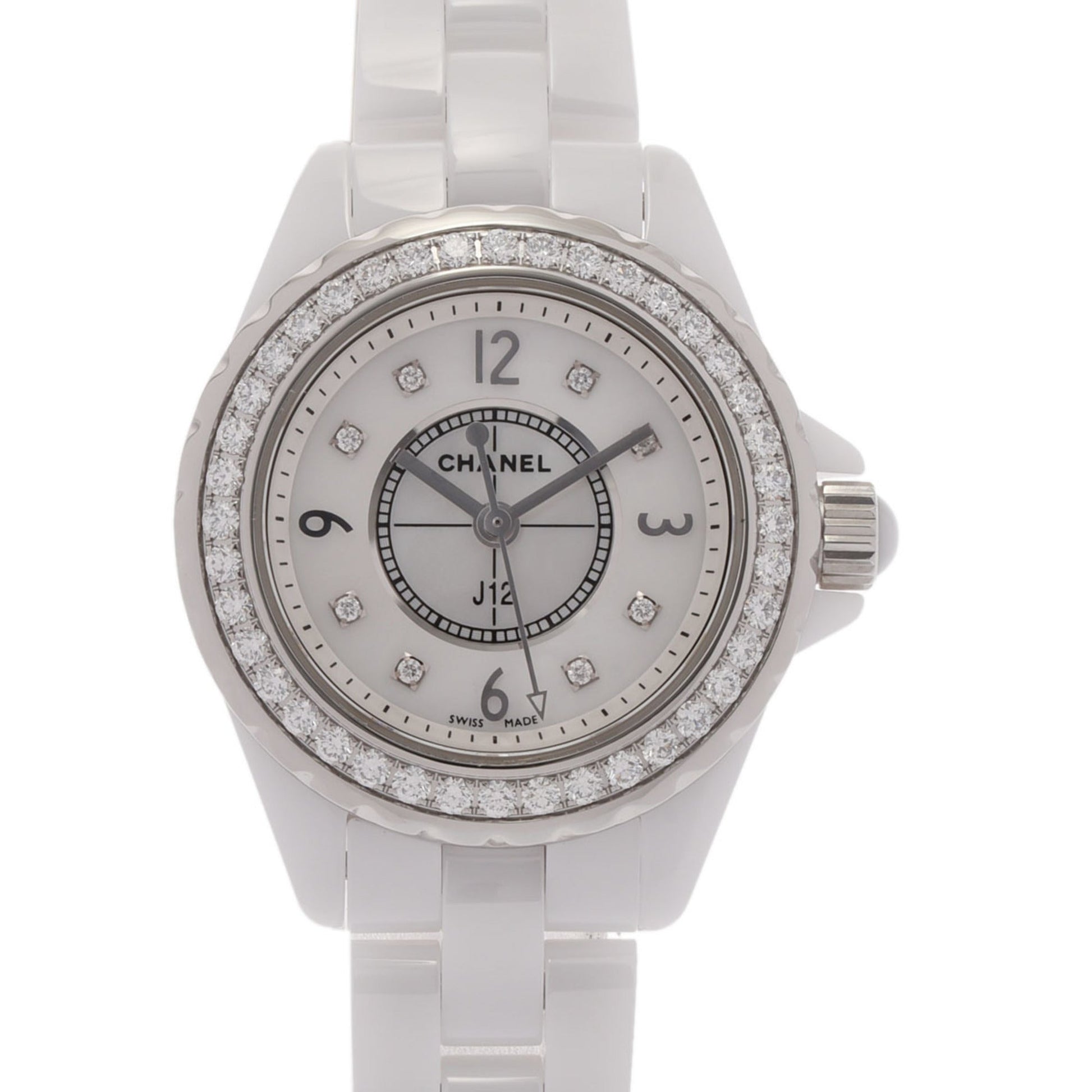  Shop Authentic Chanel J12 Diamonds Quartz White Dial White Steel Strap Watch for Women - J12 H2572 - Luxxuri