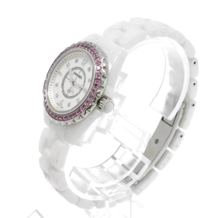  Shop Authentic Chanel J12 Quartz Diamonds Mother of Pearl White Dial White Steel Strap Watch for Women - J12 H3243 - Luxxuri