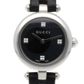  Shop Authentic Gucci Diamantissima Quartz Diamonds Black Dial Black Leather Strap Watch for Women - YA141506 - Luxxuri