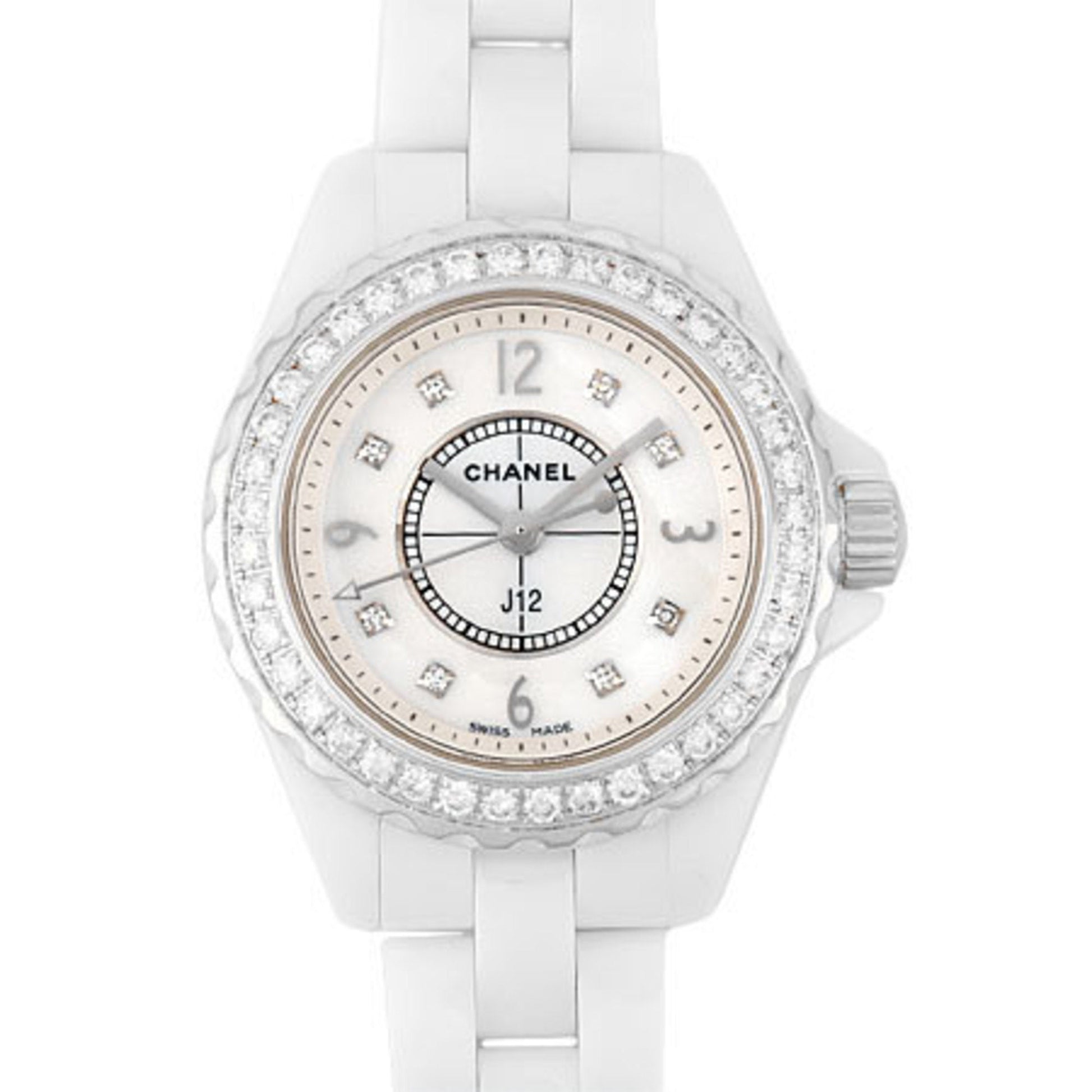  Shop Authentic Chanel J12 Diamonds Quartz White Dial White Steel Strap Watch for Women - J12 H2572 - Luxxuri