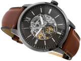  Shop Authentic Fossil Townsman Automatic Skeleton Black Dial Brown Leather Strap Watch for Men - ME3181 - Luxxuri