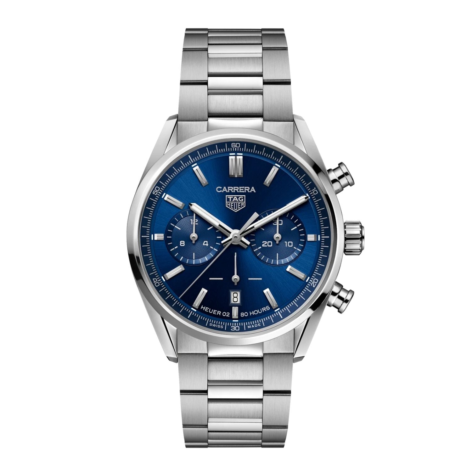Tag Heuer Carrera Chronograph Blue Dial Silver Steel Strap Watch for Men - CBN2011.BA0642
