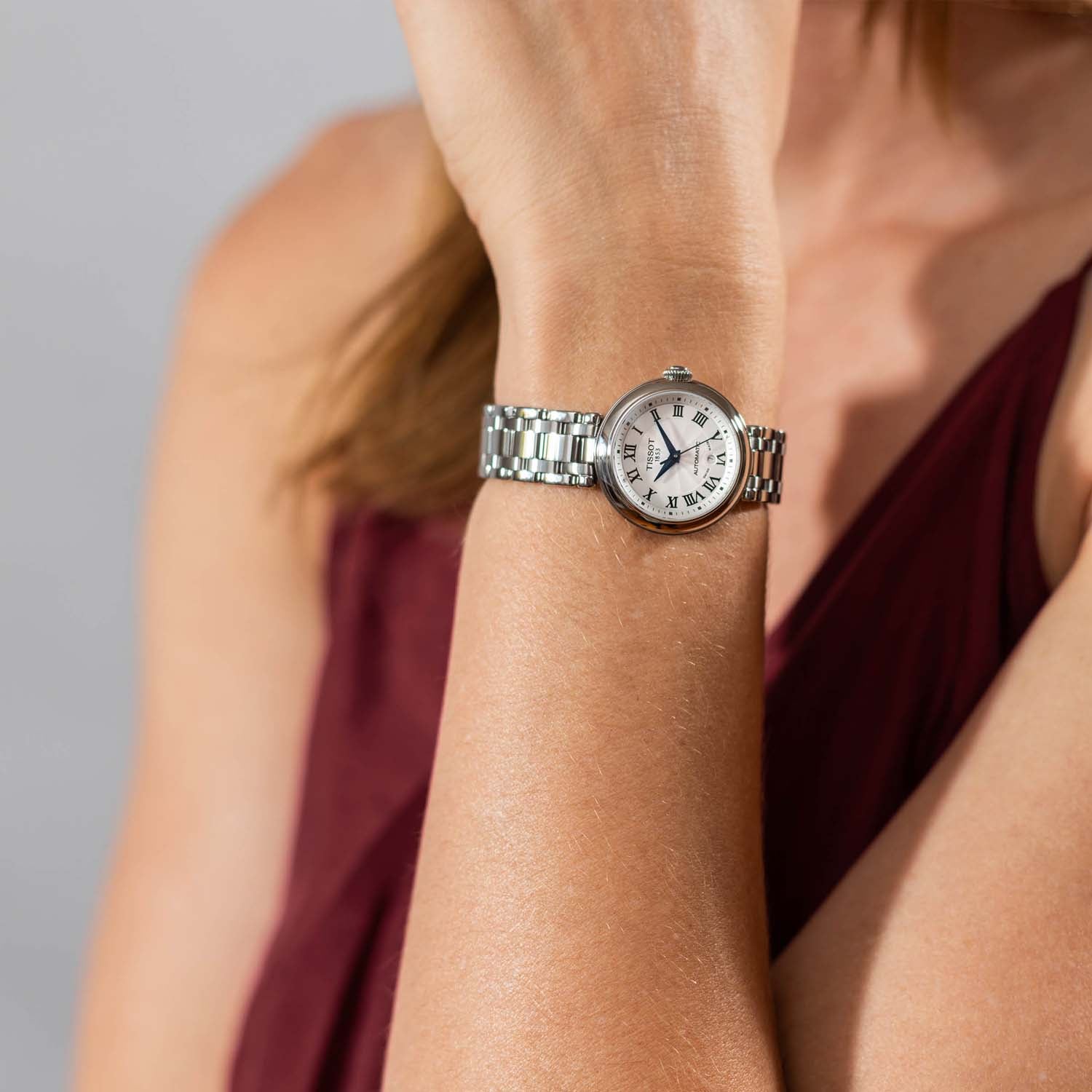 Tissot Bellissima Automatic Silver Dial Silver Steel Strap Watch For Women - T126.207.11.013.00