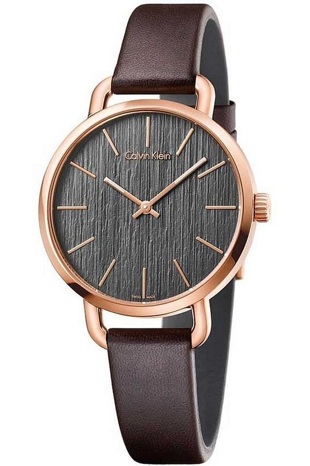 Shop Authentic Calvin Klein Even Grey Dial Brown Leather Strap Watch for Women - K7B236G3 - Luxxuri