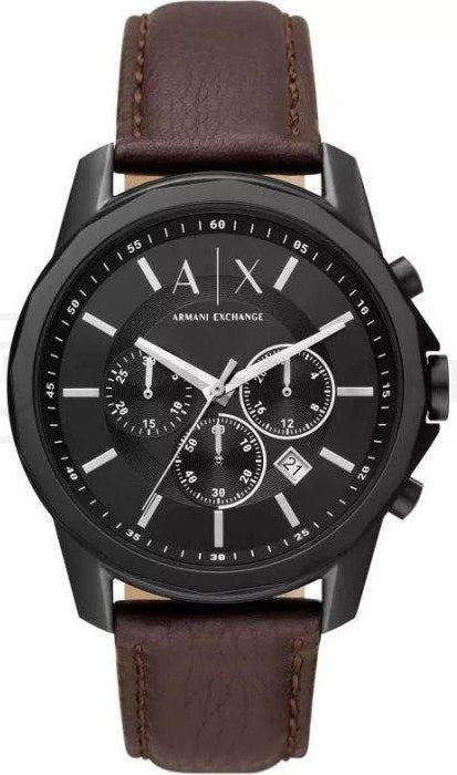  Shop Authentic Armani Exchange Outerbanks Chronograph Black Dial Brown Leather Strap Watch For Men - AX1732 - Luxxuri