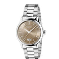  Shop Authentic Gucci G Timeless Automatic Brown Dial Silver Steel Strap Watch For Women - YA126431A - Luxxuri