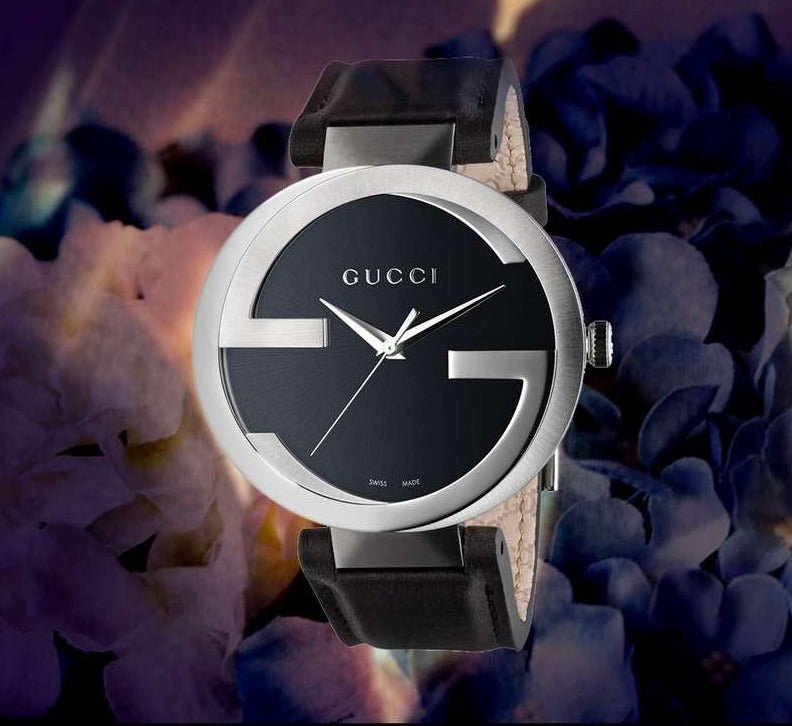  Shop Authentic Gucci Interlocking G Iconic Black Dial Black Leather Strap Watch For Men - YA133205 - Luxxuri