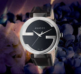  Shop Authentic Gucci Interlocking G Iconic Black Dial Black Leather Strap Watch For Men - YA133205 - Luxxuri