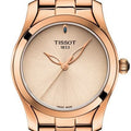 Tissot T Wave Cream Dial Rose Gold Steel Strap Watch For Women - T112.210.33.451.00