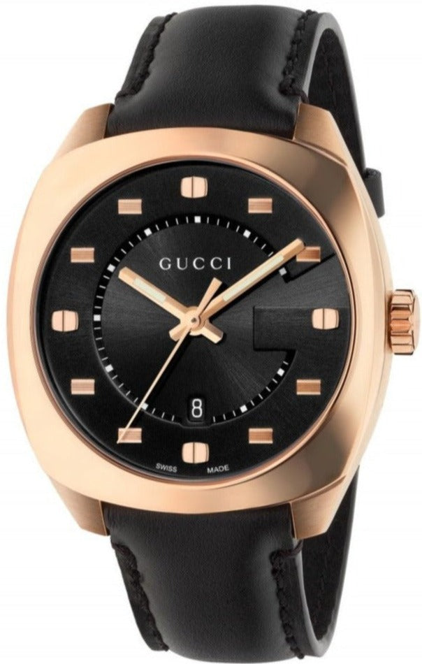 Shop Authentic Gucci GG2570 Quartz Black Dial Black Leather Strap Watch For Men - YA142309 - Luxxuri