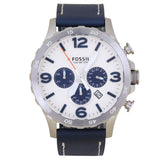  Shop Authentic Fossil Nate Chronograph White Dial Blue Leather Strap Watch for Men - JR1480 - Luxxuri