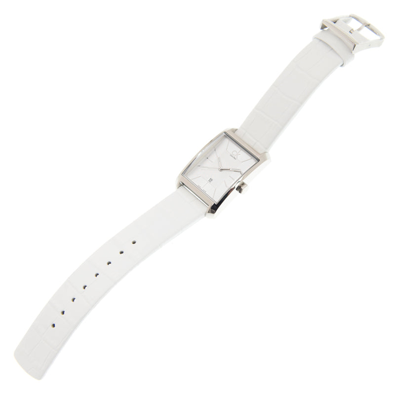  Shop Authentic Calvin Klein Window White Dial White Leather Strap Watch for Women - K2M23120 - Luxxuri