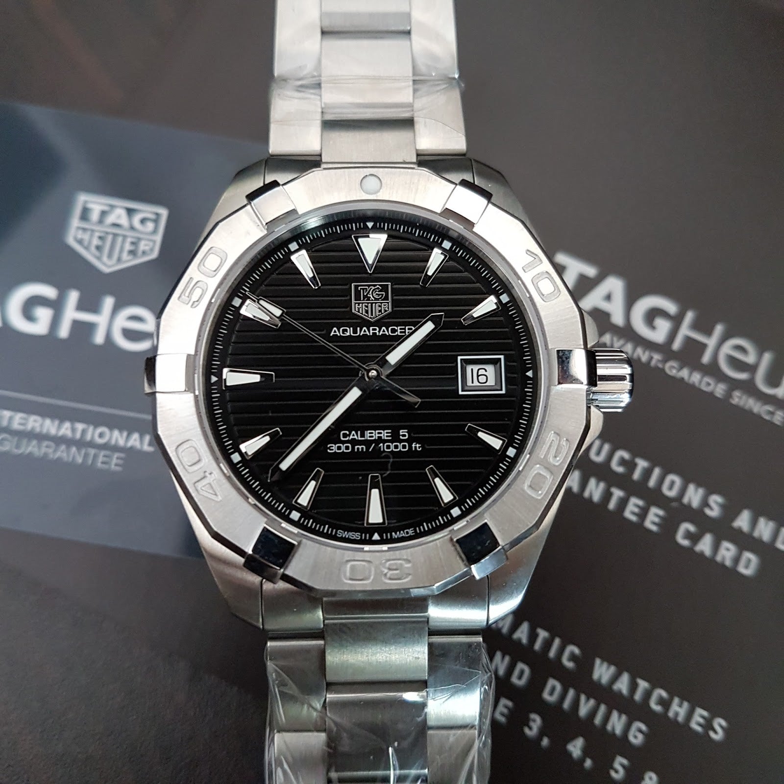 Tag Heuer Aquaracer Automatic Black Dial Silver Steel Strap Watch for Men - WAY2110.BA0928