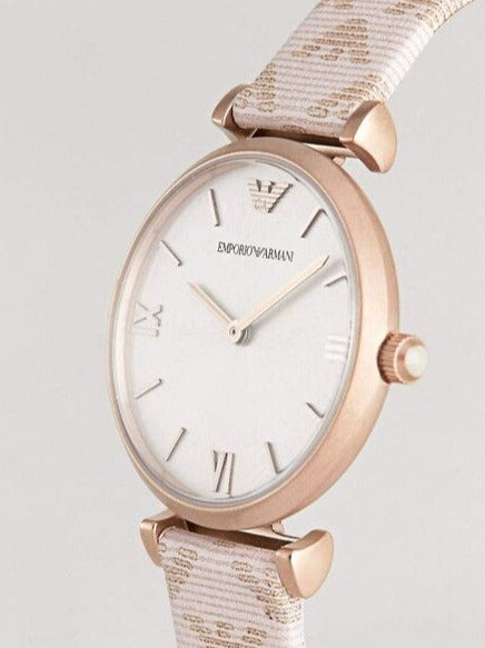  Shop Authentic Emporio Armani Gianni T Bar Analog Silver Dial Beige Leather Strap Watch For Women - AR11127 - Luxxuri
