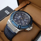 Shop Authentic Guess Rigor Multifunction Chronograph Blue Dial Blue Leather Strap Watch For Men - W0040G7 - Luxxuri