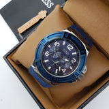 Shop Authentic Guess Rigor Analog Blue Dial Blue Rubber Strap Watch For Men - W0248G5 - Luxxuri
