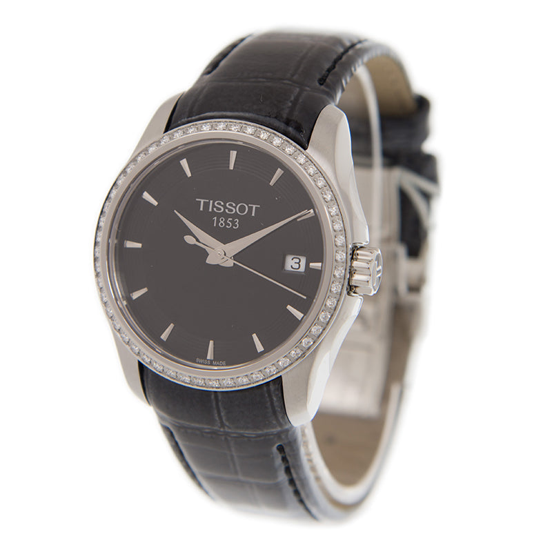  Shop Authentic Tissot T Trend Couturier Diamonds Black Dial Black Leather Strap Watch for Women - T035.210.66.051.00 - Luxxuri