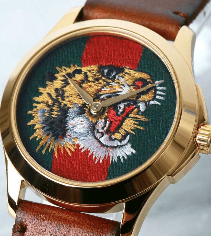  Shop Authentic Gucci Le Marche Des Merveilles Red & Green Dial Brown Leather Strap Unisex Watch - YA126497 - Luxxuri