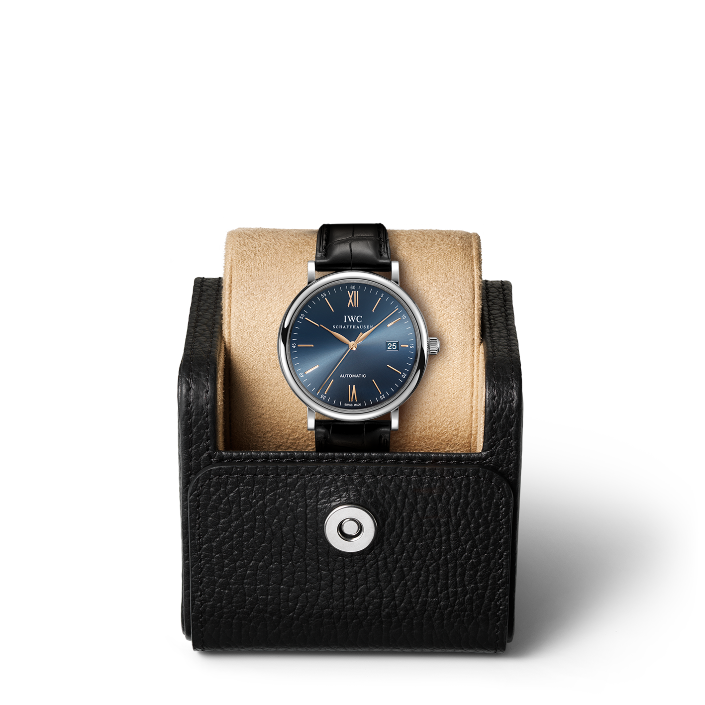  Shop Authentic IWC Portofino Automatic Blue Dial Black Leather Strap Watch for Men - IW356523 - Luxxuri