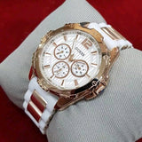  Shop Authentic Guess Intrepid White Dial Two Tone Silicone Strap Watch For Women - W0325L6 - Luxxuri