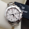  Shop Authentic Tag Heuer Aquaracer Caliber 16 Automatic Chronograph White Dial Silver Steel Strap Watch for Men - CAY2111.BA0927 - Luxxuri