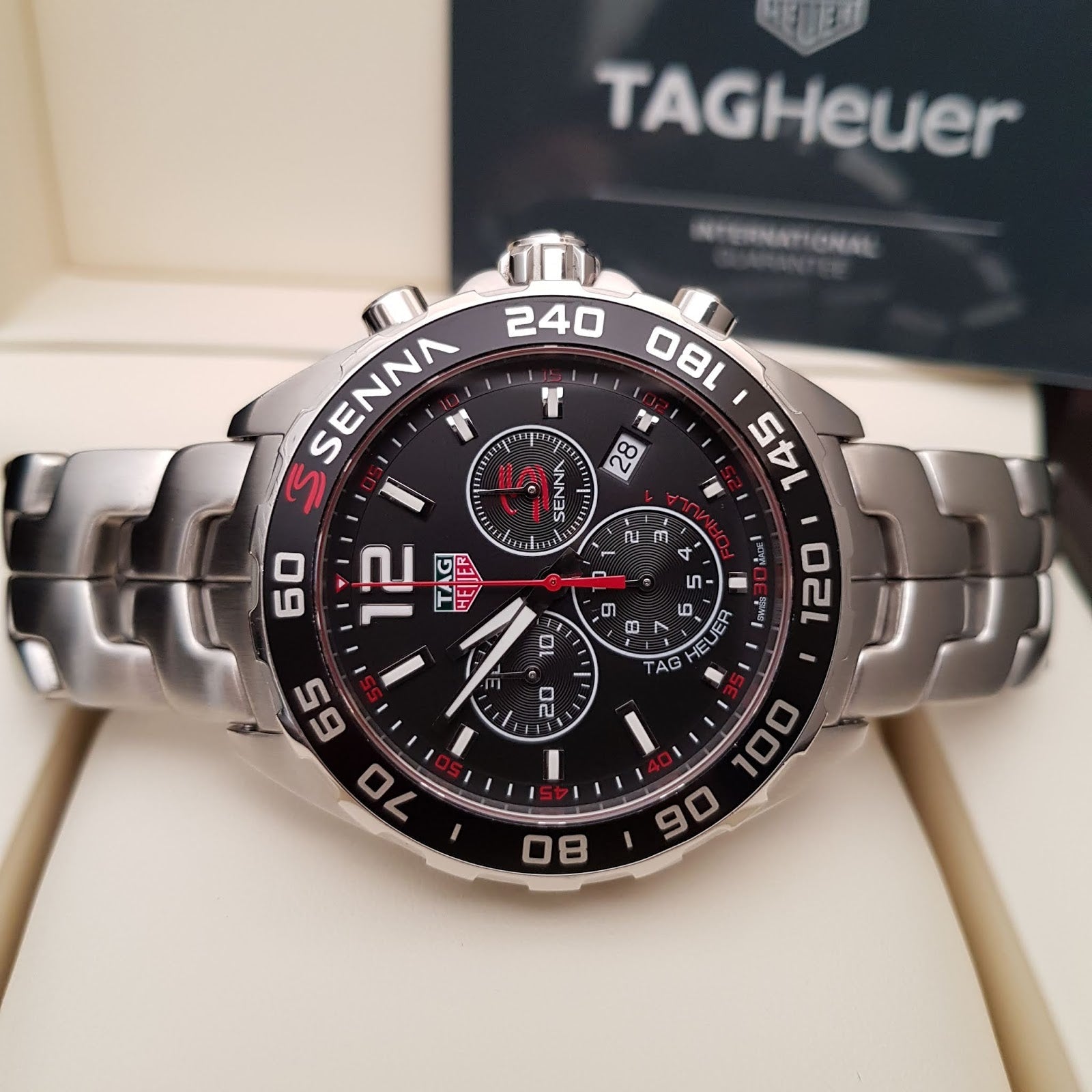  Shop Authentic Tag Heuer Senna Chronograph Special Edition Black Dial Silver Steel Strap Watch for Men - CAZ1015.BA0883 - Luxxuri