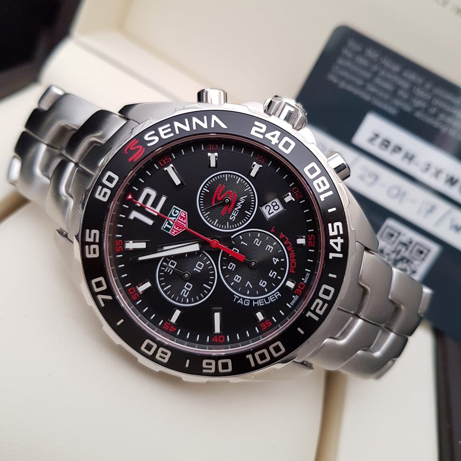  Shop Authentic Tag Heuer Senna Chronograph Special Edition Black Dial Silver Steel Strap Watch for Men - CAZ1015.BA0883 - Luxxuri