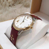  Shop Authentic Versace Audrey Quartz Silver Dial Red Leather Strap Watch for Women - VELR00219 - Luxxuri
