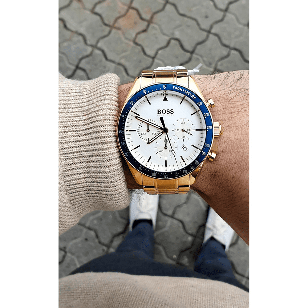  Shop Authentic Hugo Boss Trophy White Dial Gold Steel Strap Watch for Men - 1513631 - Luxxuri