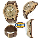  Shop Authentic Fossil Nate Chronograph Gold Dial Brown Leather Strap Watch for Men - JR1495 - Luxxuri