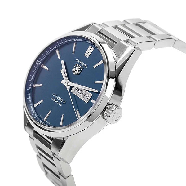  Shop Authentic Tag Heuer Carrera Automatic Blue Dial Silver Steel Strap Watch for Men - WAR201E.BA0723 - Luxxuri