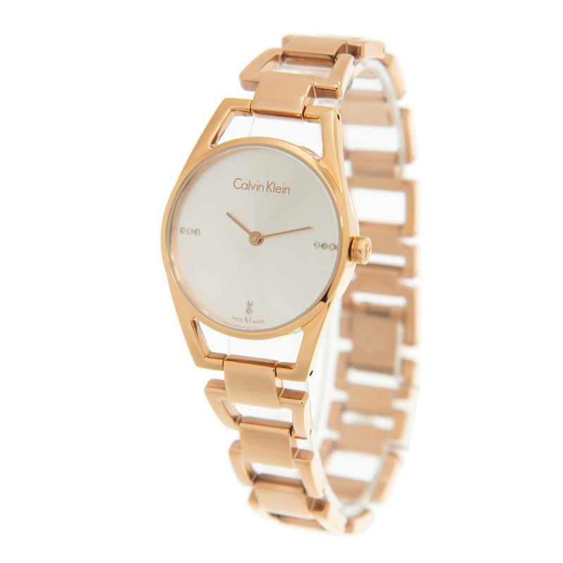  Shop Authentic Calvin Klein Dainty Diamonds Silver Dial Rose Gold Steel Strap Watch for Women - K7L2364T - Luxxuri