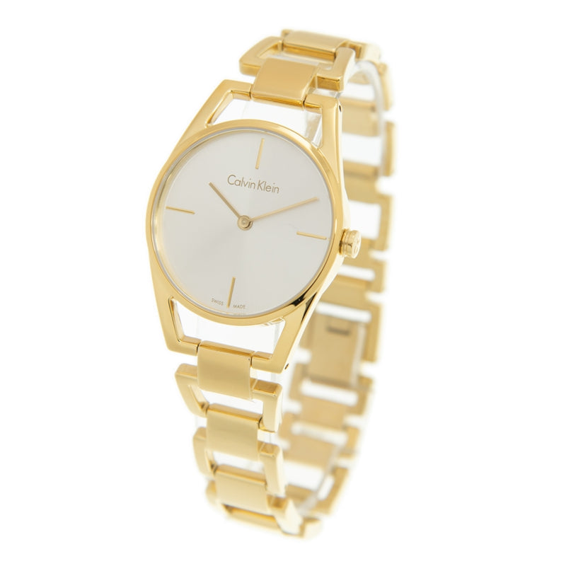 Shop Authentic Calvin Klein Dainty White Dial Gold Steel Strap Watch for Women - K7L23546 - Luxxuri