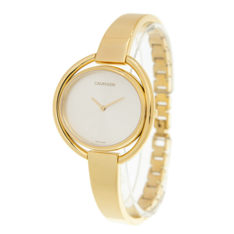  Shop Authentic Calvin Klein Impetuous White Dial Gold Steel Strap Watch for Women - K4F2N516 - Luxxuri
