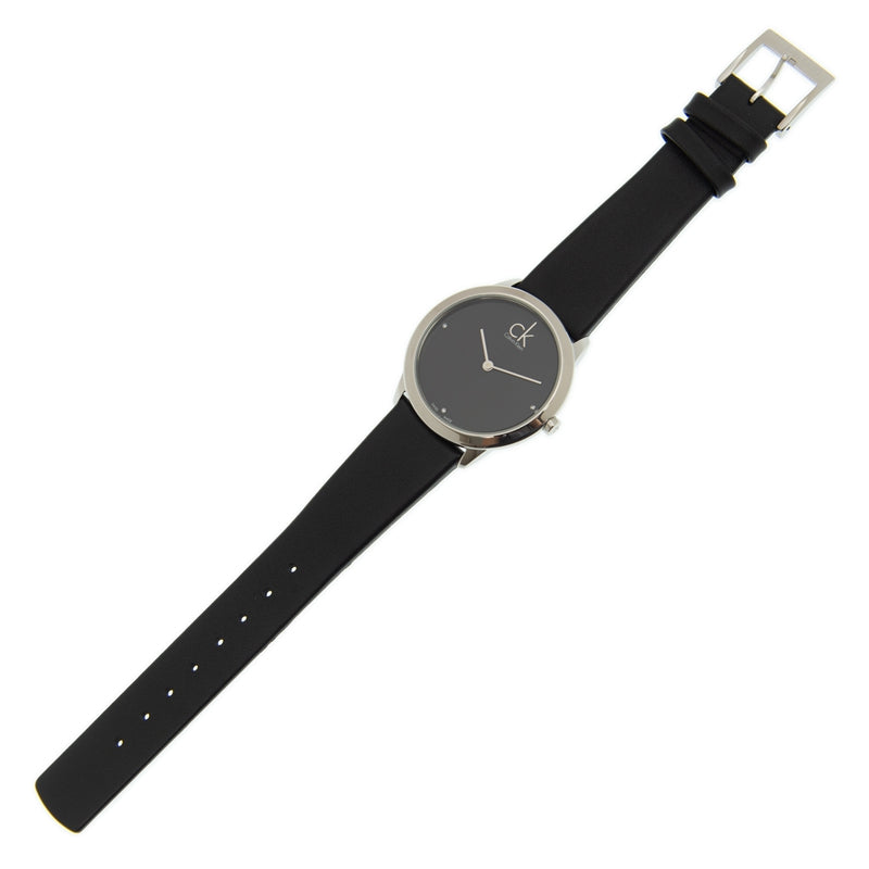  Shop Authentic Calvin Klein Minimal Black Dial Black Leather Strap Watch for Men - K3M221CS - Luxxuri