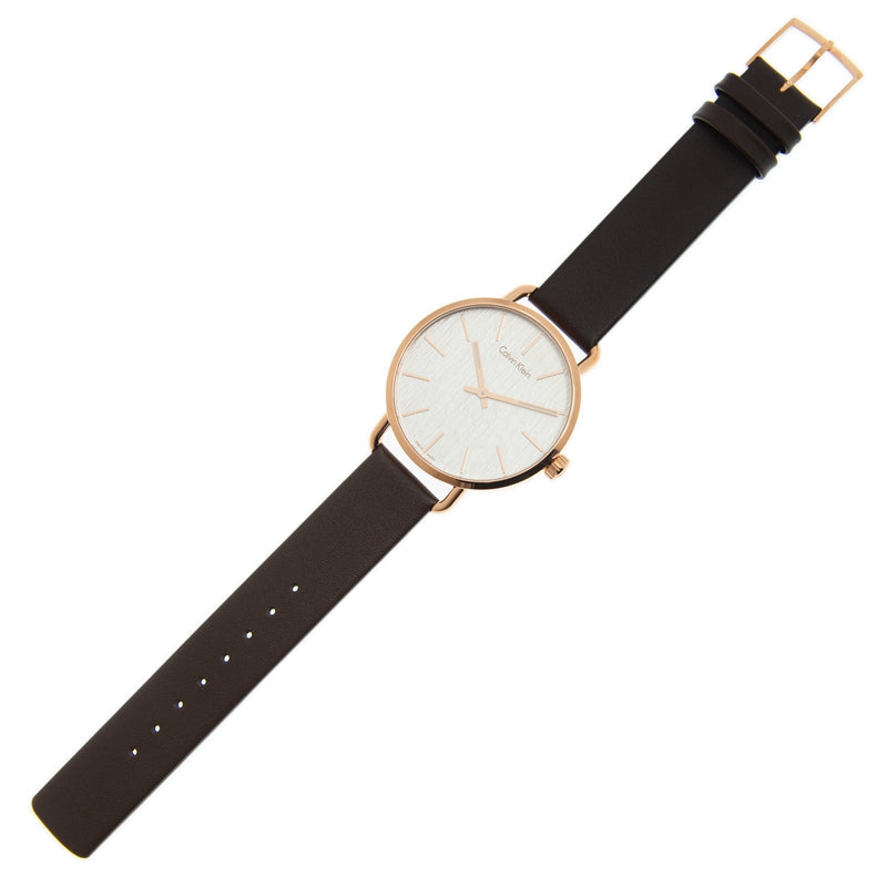  Shop Authentic Calvin Klein Even Silver Dial Brown Leather Strap Watch for Men - K7B216G6 - Luxxuri