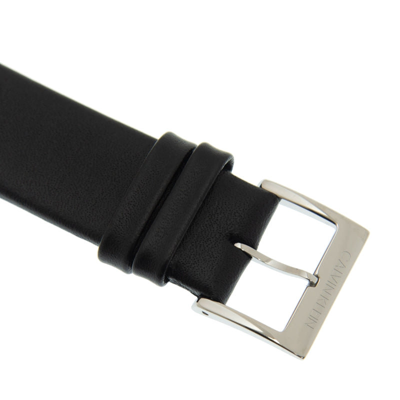  Shop Authentic Calvin Klein Minimal Silver Dial Black Leather Strap Watch for Men - K3M211CY - Luxxuri