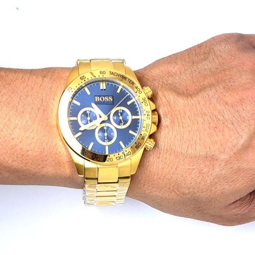  Shop Authentic Hugo Boss Ikon Blue Dial Gold Steel Strap Watch for Men - 1513340 - Luxxuri