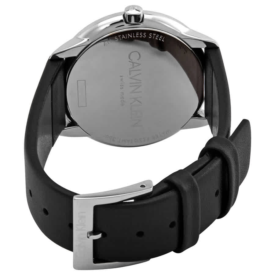  Shop Authentic Calvin Klein Minimal Silver Dial Black Leather Strap Watch for Women - K3M221C6 - Luxxuri