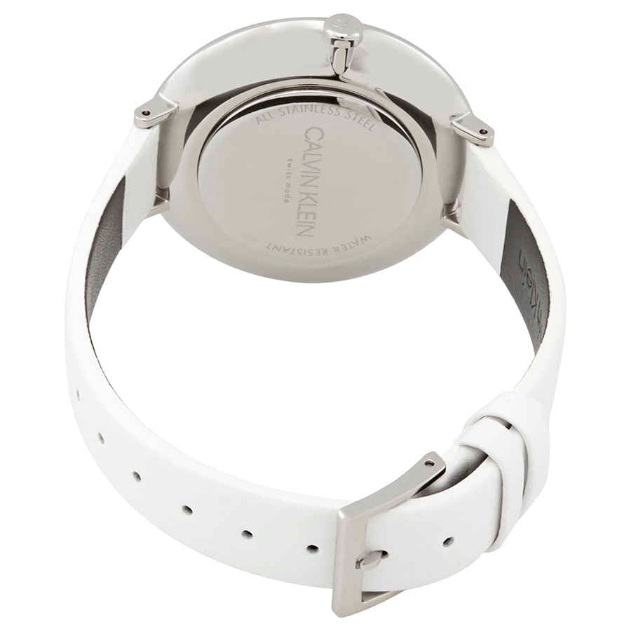  Shop Authentic Calvin Klein Rise White Grey Dial White Leather Strap Watch for Women - K7A231L6 - Luxxuri