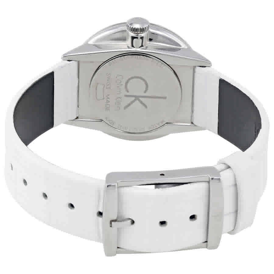  Shop Authentic Calvin Klein Accent Silver Dial White Leather Strap Watch for Women - K2Y231K6 - Luxxuri