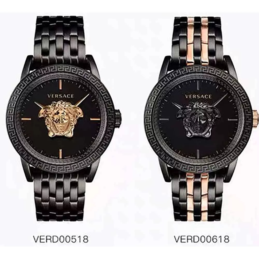 Versace Palazzo Empire Quartz Black Dial Black Steel Strap Watch For Men - VEDB00518