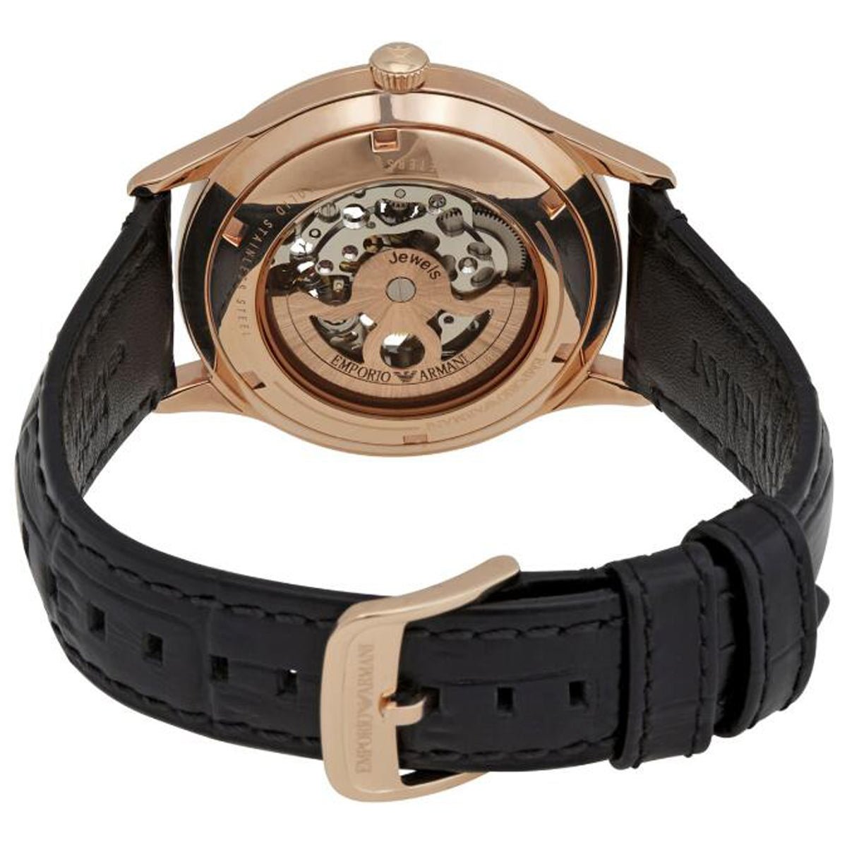  Shop Authentic Emporio Armani Meccanico White Skeleton Dial Black Leather Strap Watch For Men - AR1924 - Luxxuri