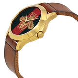  Shop Authentic Gucci G Timeless Quartz Green & Red Dial Brown Leather Strap Watch For Men - YA126451 - Luxxuri