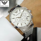 Shop Authentic Emporio Armani Renato Chronograph Cream Dial Silver Steel Strap Watch For Men - AR2458 - Luxxuri