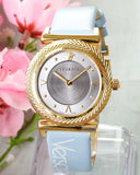  Shop Authentic Versace V-Motif Grey Dial Blue Leather Strap Watch for Women - VERE00318 - Luxxuri