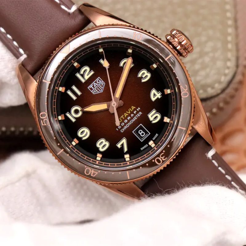 Tag Heuer Autavia Brown Dial Brown Leather Strap Watch for Men - WBE5191.FC8276