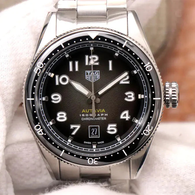 Tag Heuer Autavia Automatic Grey Dial Silver Steel Strap Watch for Men - WBE5114.EB0173